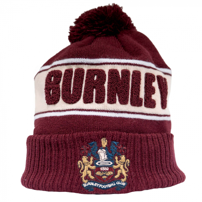 BURNLEY FC NEW ERA RETRO BADGE BEANIE BOBBLE CLARE